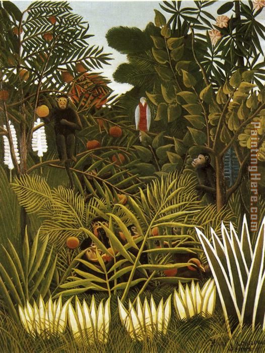 Exotic Landscape painting - Henri Rousseau Exotic Landscape art painting